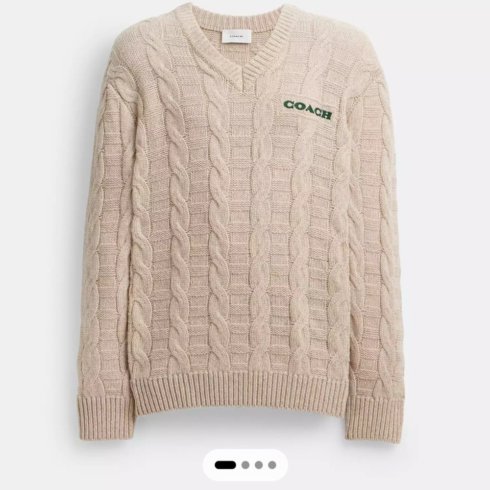Cableknit Wool Coach Sweater